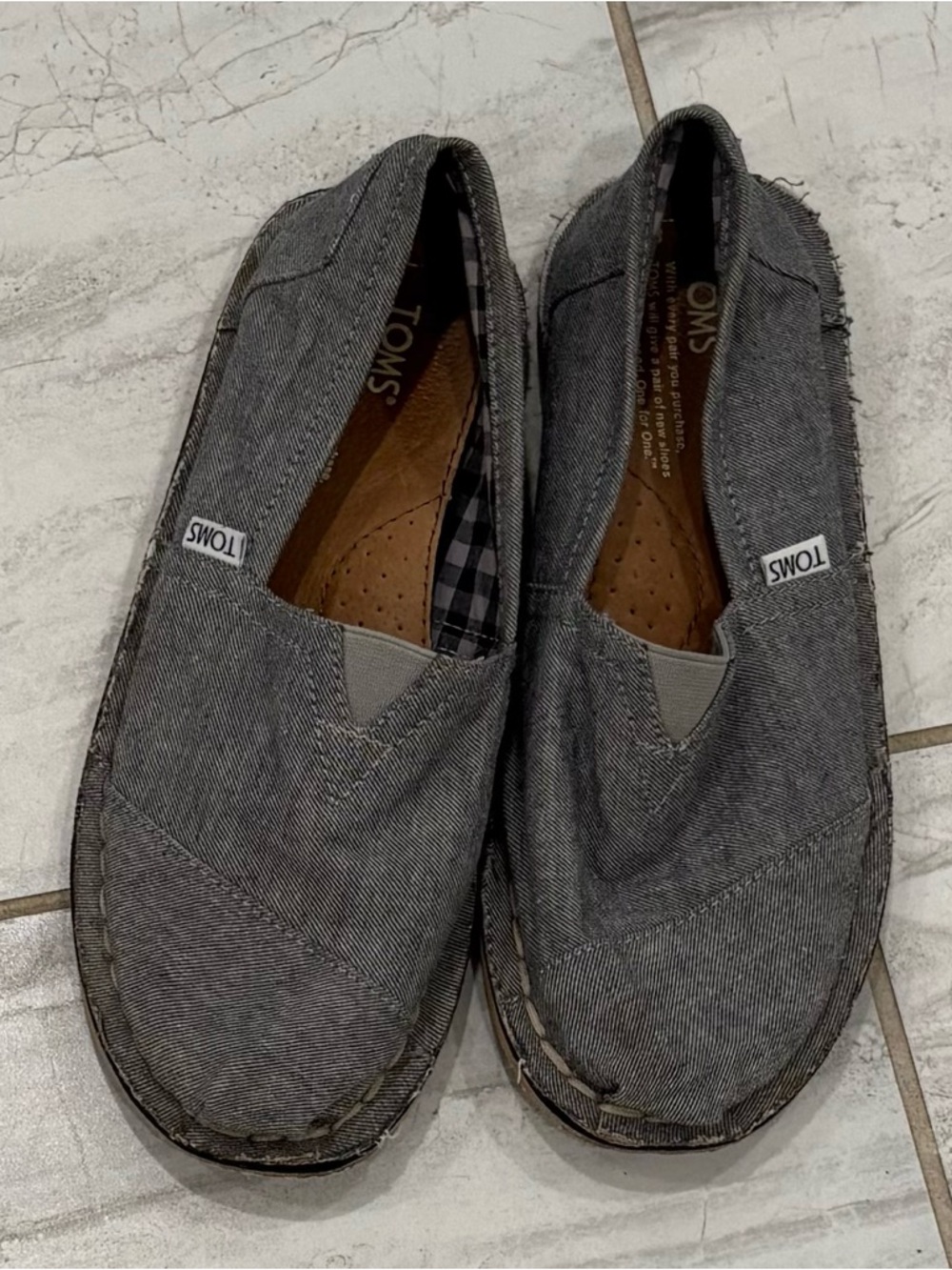 Toms Alpargata Flat Slip On Loafer Gray Canvas Casual Comfort Shoes Women 8.0 M